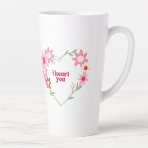 Caneca De Café Latte Dia dos Namorados coração floral fofo