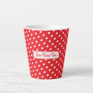 Caneca De Café Latte Dia dos Namorados Corações Felizes Padrão de Amor
