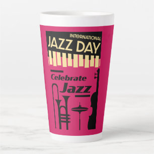 Caneca De Café Latte Dia Internacional do Jazz 30 de abril