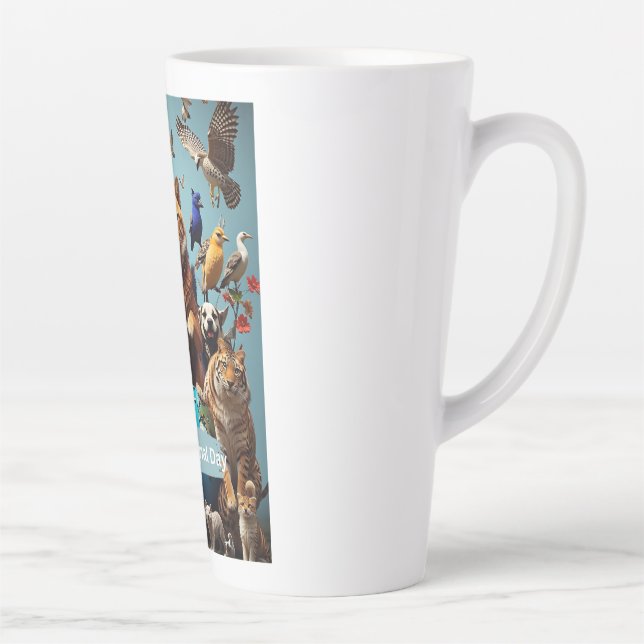 Caneca De Café Latte Dia Mundial dos Animais (Direita)