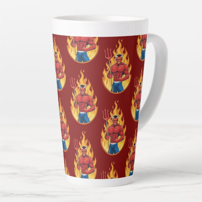 Caneca De Café Latte Diabo com tridente (Ângulo direito)