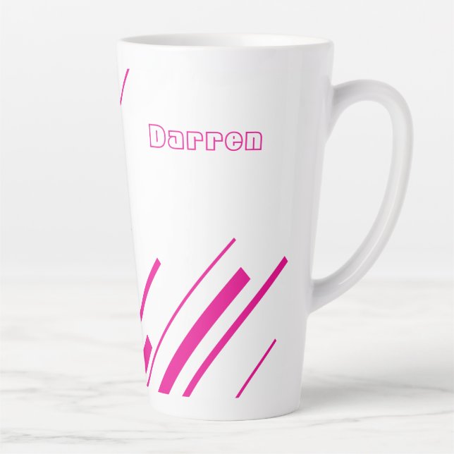 Caneca De Café Latte Diagonais - Magenta e Branco (Direita)