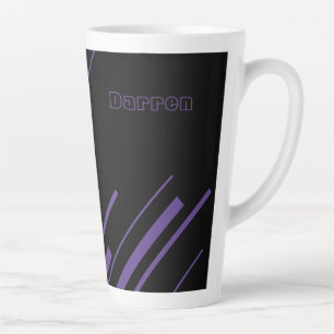 Caneca De Café Latte Diagonais - Roxo e Preto