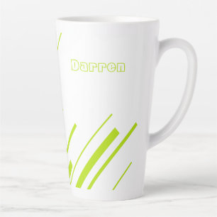 Caneca De Café Latte Diagonais - Verde limão e branco