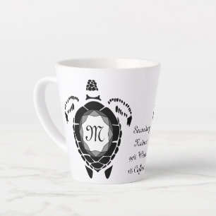 Caneca De Café Latte Diamante Negro Tartaruga Silhueta Monograma