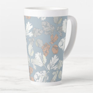 Caneca De Café Latte Dificulta galhos com folhas em azul.