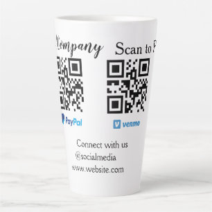 Caneca De Café Latte Digitalize para pagar código q r paypal venmo adic