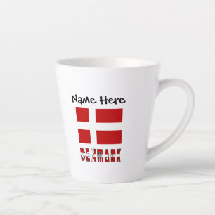 Caneca De Café Latte Dinamarca e Bandeira Dinamarquesa Personalizados 