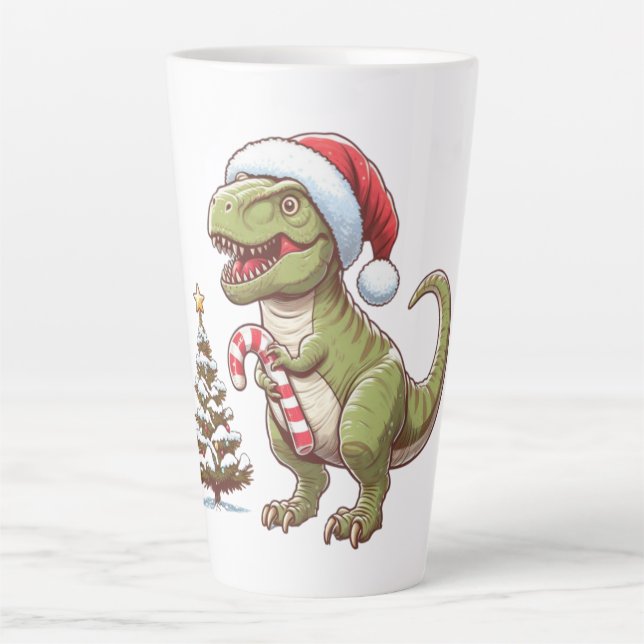 Caneca De Café Latte Dinossauro candi doce de Natal (Frente)