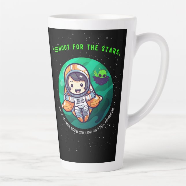CANECA DE CAFÉ LATTE DISPARE PARA AS ESTRELAS, ASTRONAUTA (Direita)