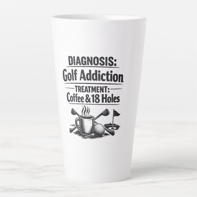 Caneca De Café Latte Dito engraçado de golfe para golfista  (Frente)