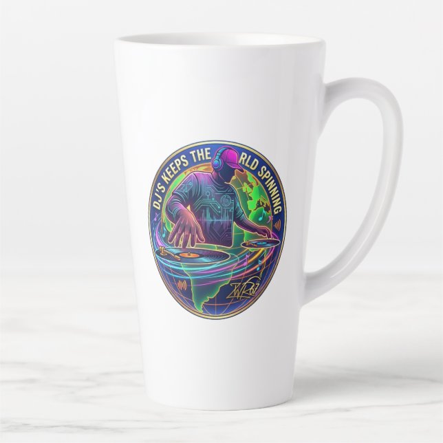 Caneca De Café Latte DJs Mantêm o Mundo Girando (Direita)