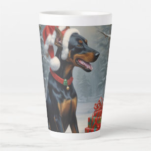 Caneca De Café Latte Doberman Christmas