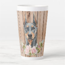 Doberman em aquarela & Flores