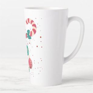 Caneca De Café Latte Doce Bastão de Doces e Enfeites de Natal. 