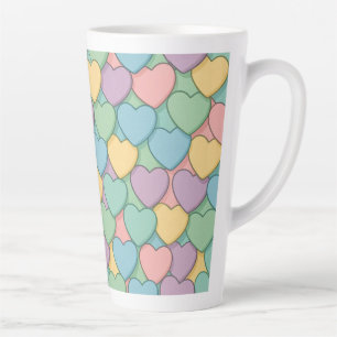 Caneca De Café Latte doce colorido padrão de coração dia dos namorados