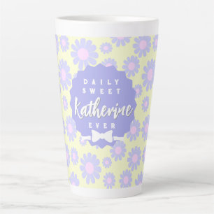Caneca De Café Latte Doce Daisy Baby Amarelo Púrpura Pinta-Rosa Moga