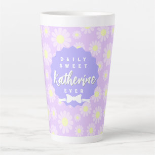 Caneca De Café Latte Doce Daisy Baby Pastel Purple Yellow