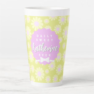 Caneca De Café Latte Doce Daisy Baby Pastel Verde Amarelo