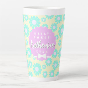 Caneca De Café Latte Doce Daisy Baby Pastel Verde Azul Rosa