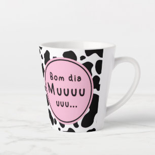 Caneca De Café Latte Doce Design de Vaca Kawaii “Bom Dia Muuuuu”
