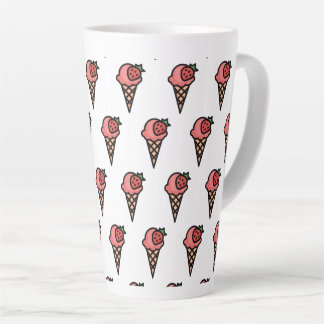 Caneca De Café Latte Doce Sorvete De Morango Cor De Rosa Padrão Estétic