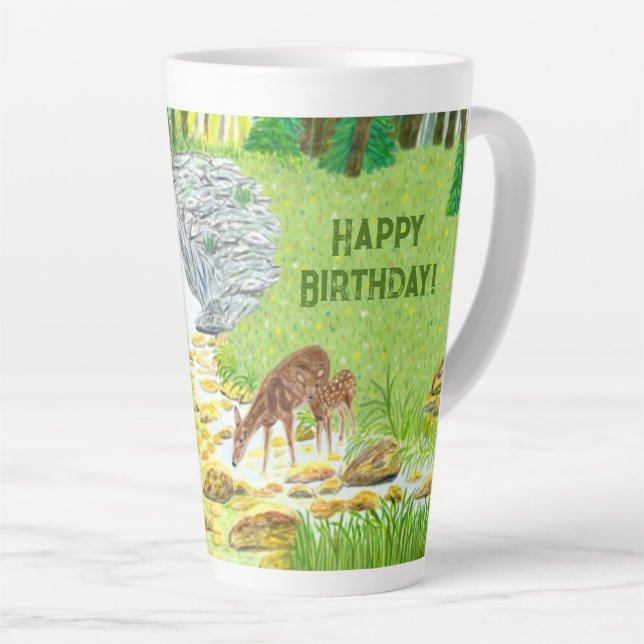 Caneca De Café Latte Doe e Fawn Grande (Ângulo direito)