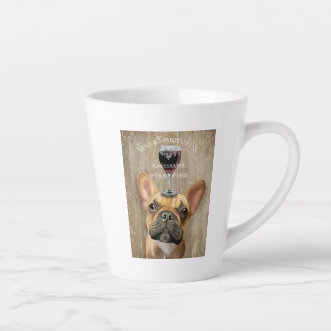 Caneca De Café Latte Dog Au Vin, Bulldog Francês (Direita)