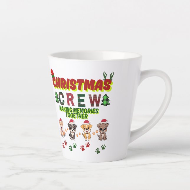 Caneca De Café Latte Dog Lover Christmas Family-Christmas crew dogs  (Direita)