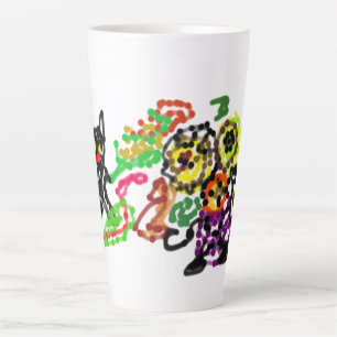 Caneca De Café Latte Dois gatos pretos amantes do outono 