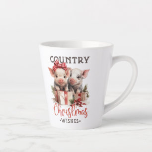 Caneca De Café Latte Dois porcos bonitos e bonitinhos desejos de Natal