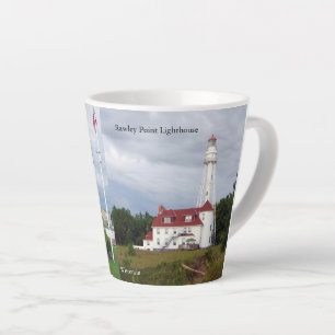 Caneca De Café Latte Dois Rios Por Luz De Cais E Farol De Rawley Point