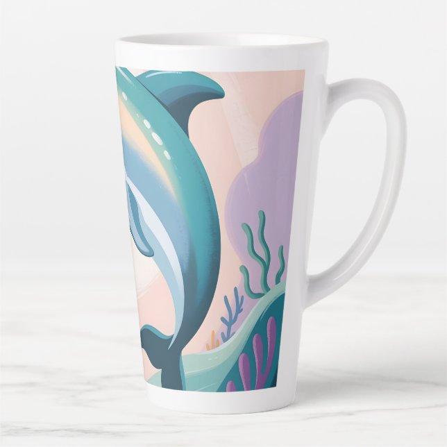 Caneca De Café Latte Dolphin Mom and Baby (Direita)