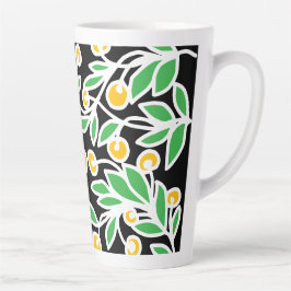 Caneca De Café Latte Doodle amarelo e verde