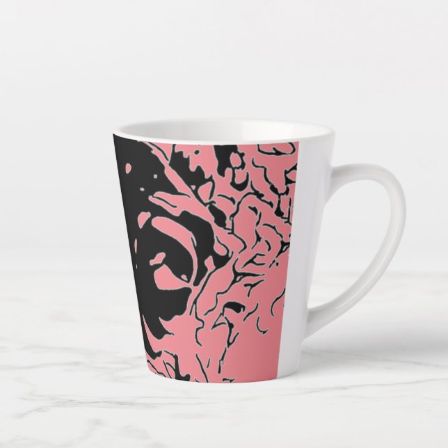 Caneca De Café Latte Doodle de Flor (Direita)