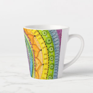 Caneca De Café Latte Doodle Design Latte Mug Colorida