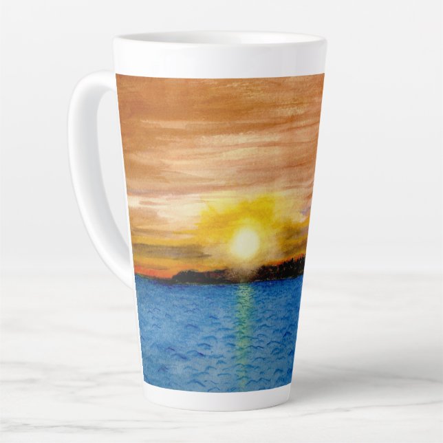 Caneca De Café Latte Door County Sunset (Ângulo esquerdo)