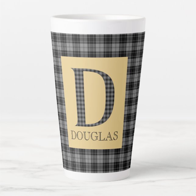 Caneca De Café Latte Douglas Tartan Monograma D (Frente)