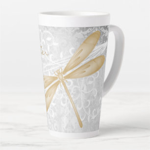 Caneca De Café Latte Dourada Dragonfly Personalizada Latte Mug