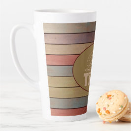 Caneca De Café Latte Dourada E Cinza - Faixa Azul