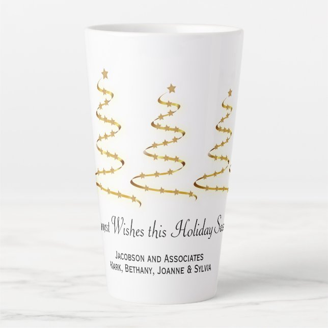 Caneca De Café Latte Dourada Faixa das Árvores de Natal Swag Comercial (Frente)