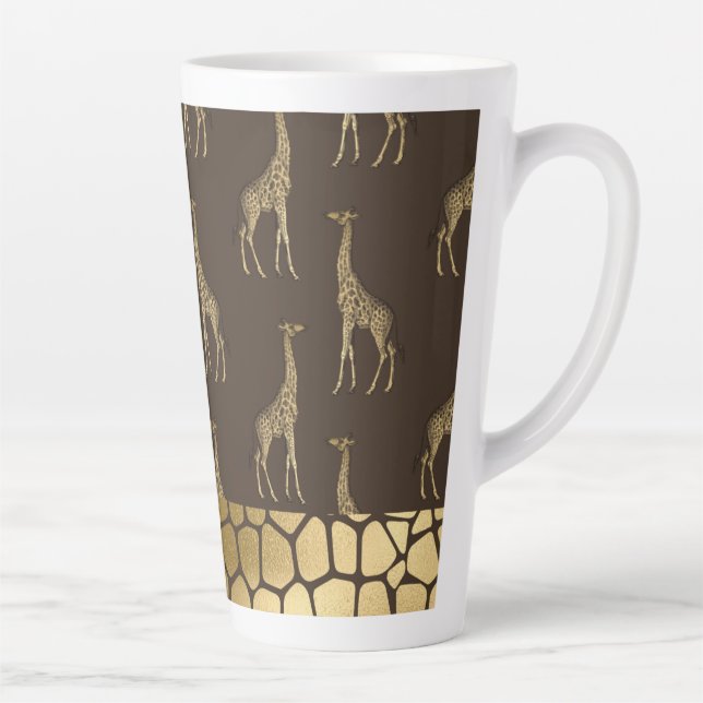 Caneca De Café Latte Dourada Giraffe Elegante Chic Na moda (Direita)