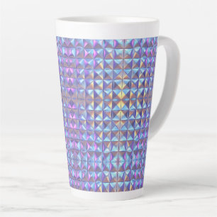 Caneca De Café Latte Dourado, Azul e Roxo Iridescente Geométrico 2