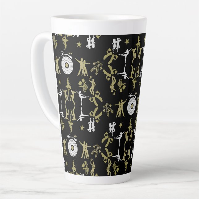 Caneca De Café Latte Dourado Dançarino Padrão em Casa (Ângulo esquerdo)