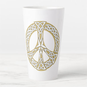 Caneca De Café Latte Dourado e Branco - Sinal de Paz Celular