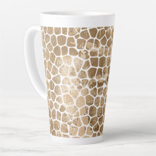 Caneca De Café Latte Dourado Glam Giraffe Impressão