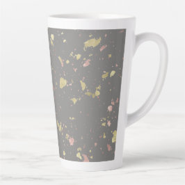 Caneca De Café Latte Dourado Mate e Flakes de Rosa Dourado Cinza Escuro