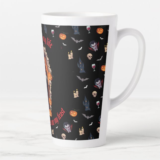 Caneca De Café Latte 🧛 ‍ ♂️ Dracula Vampiro Halloween Mug 🎃 ☕ Preto (Direita)