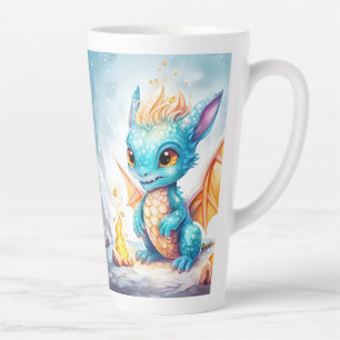 Caneca De Café Latte Dragão Azul-Bebê-68799, Cute Cristalizado