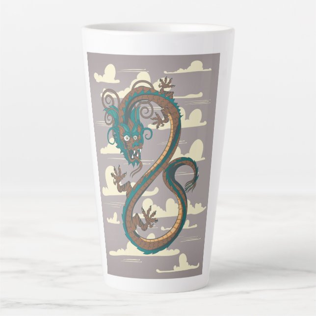 Caneca De Café Latte Dragão Chinês (Frente)